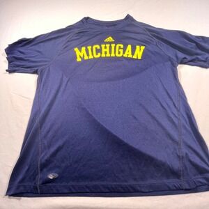 Adidas Michigan Wolverines Navy Blue Short Sleeve Athletic T Shirt Mens Large